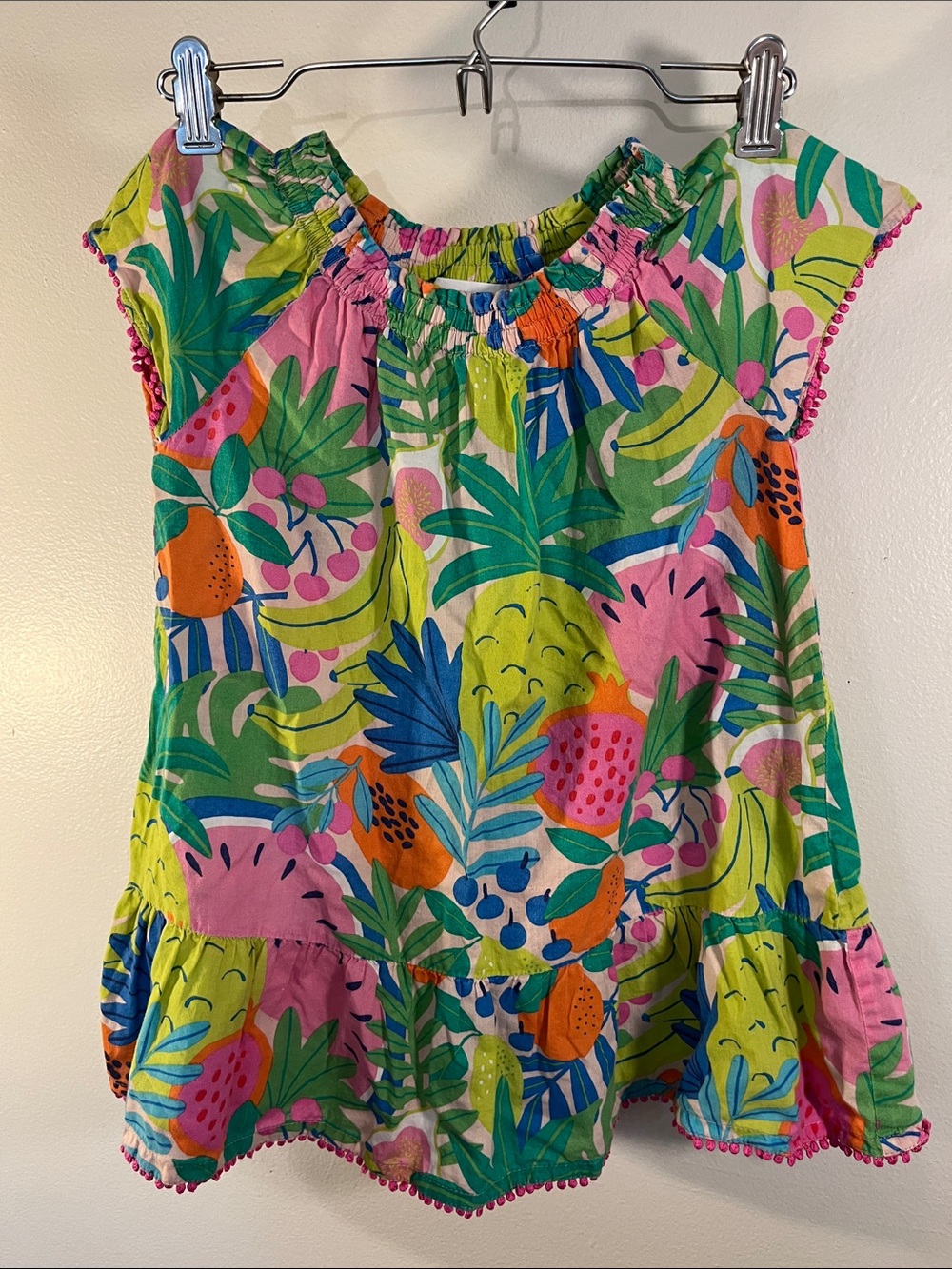 Boden Girls Tropical Fruit Print Dress - Pink, Green, Blue, Orange, Yellow